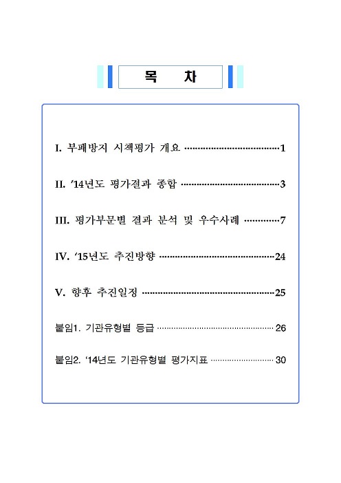 [국민권익위원회] 2014년도 부패방지 시책평가 결과