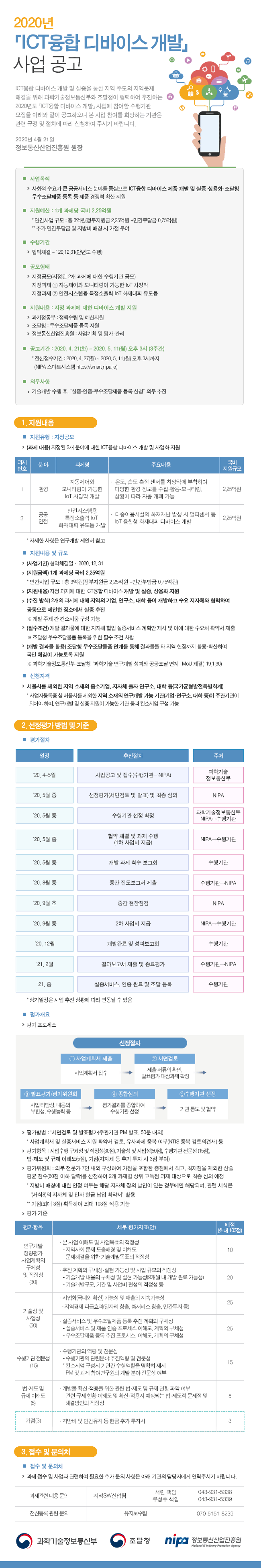 2020년 ICT융합 디바이스 개발 사업 공고