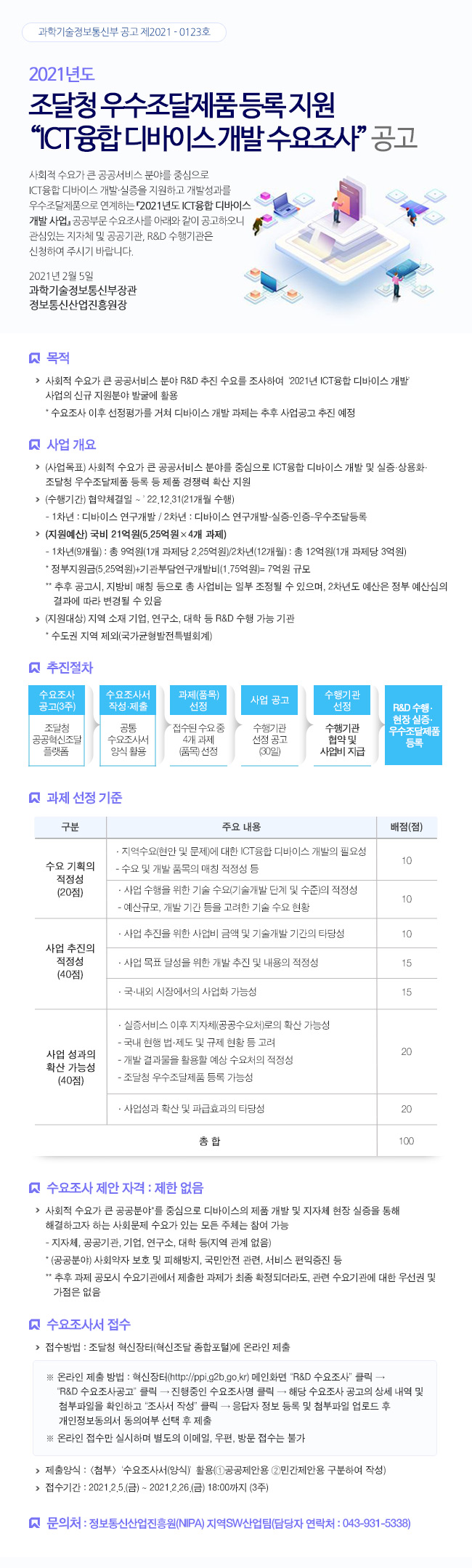 2021년 ICT융합 디바이스 개발 수요조사 공고