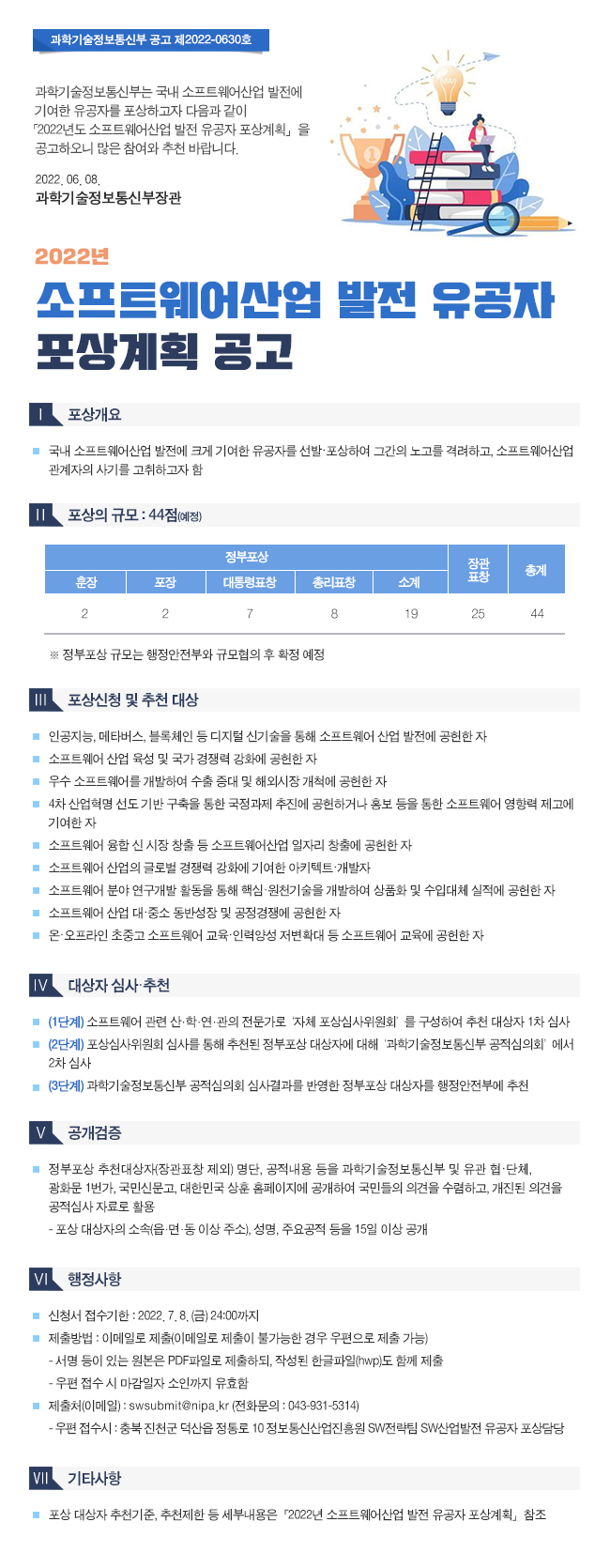 2022년 소프트웨어 산업발전 유공자 포상계획 공고