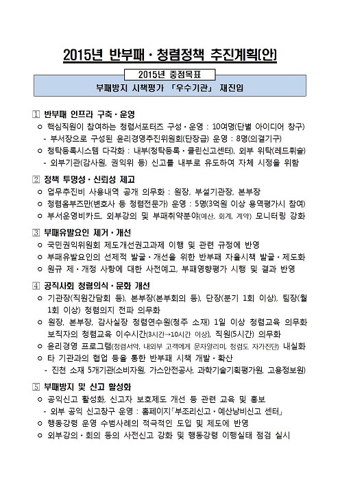 [정보통신산업진흥원] 2015년도 반부패ㆍ청렴정책 추진계획