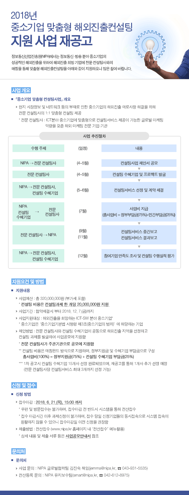 2018년 중소기업 맞춤형 해외진출컨설팅 지원 사업 재공고 안내문